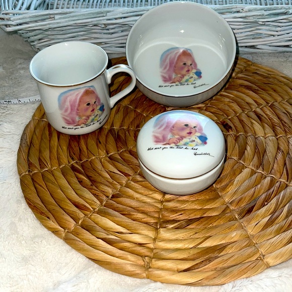 Baby's 1st Gift Porcelain Bowl-Trinket Dish & Cup Roman 1984 By Frances Hook - Picture 6 of 9